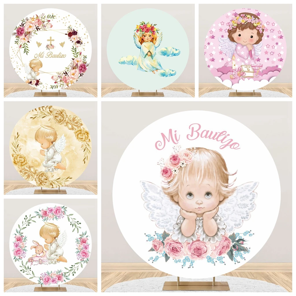 My Baptism Round Backdrop Holy First Communion Boy Girl Angel Baby Shower Christening Party Decoration Circle Background Covers 
My Baptism Round Backdrop Holy First Communion Boy Girl Angel Baby Shower Christening Party Decoration Circle Background Covers