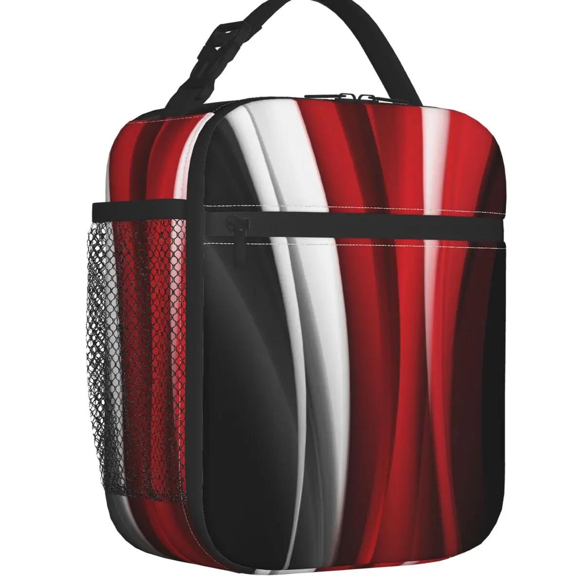 

Red White Gothic Geometric Pattern Insulated Lunch Tote Bag Geometry Resuable Thermal Cooler Food Lunch Box Work School Travel