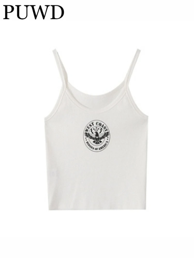 PUWD Women White Eagle Badge Thread Short Exposed Navel Camisole 2022 Summer Fashion Ladies Spice Girls Knitted Backless Top
PUWD Women White Eagle Badge Thread Short Exposed Navel Camisole 2022 Summer Fashion Ladies Spice Girls Knitted Backless Top