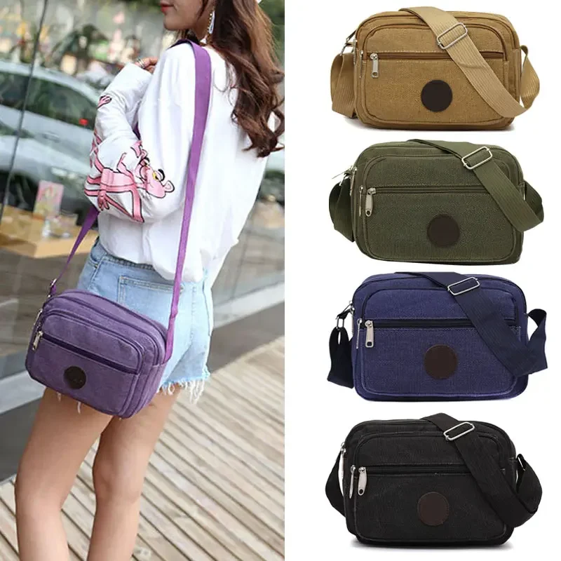 

2018 Fashion Female Casual Polka Dot Canvas Shoulder Bag Korean Zipper Solid Women Messenger Bag Diagonal Small Beach Bag Bolsas