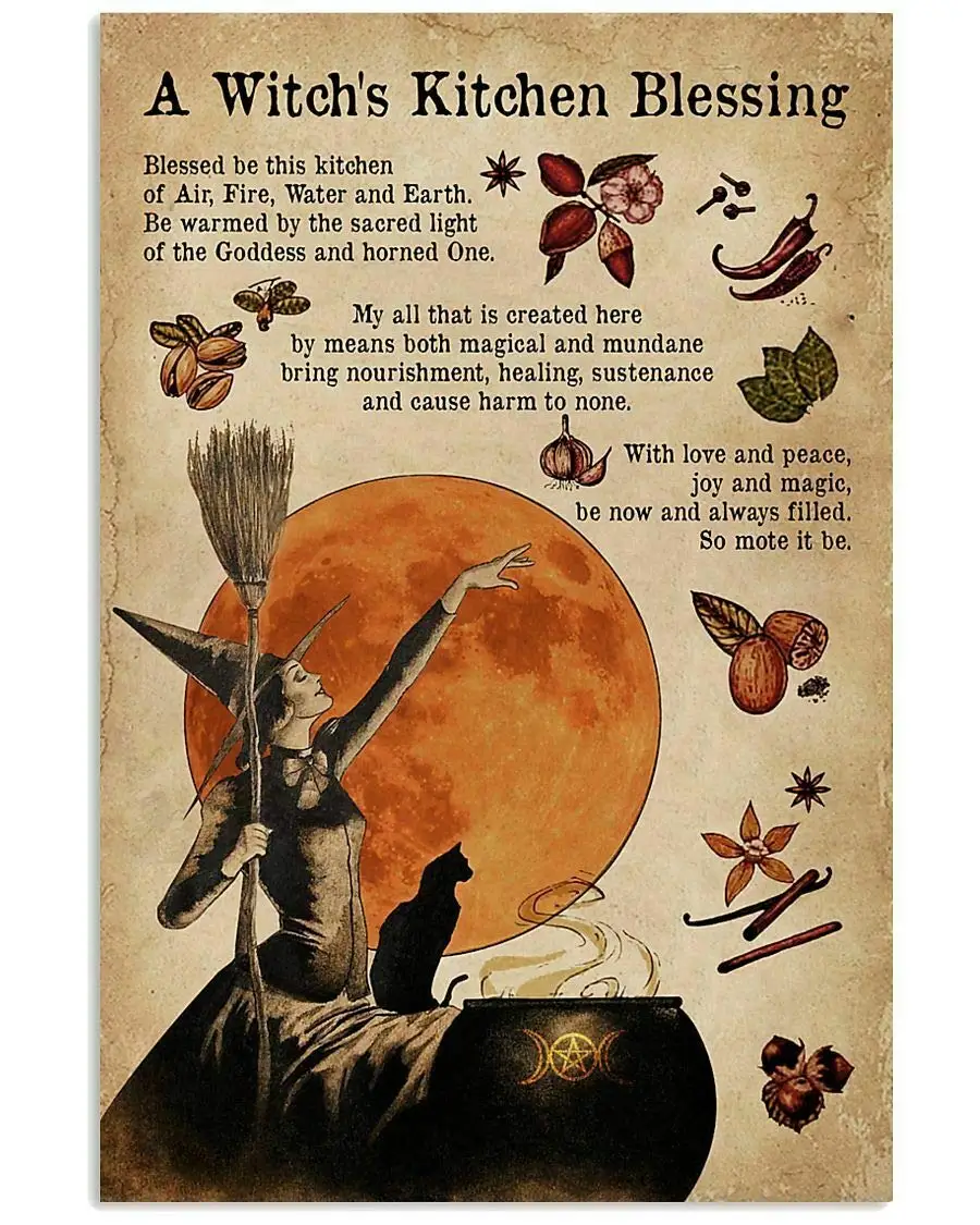 Eeypy Vintage Halloween A Witch is Kitchen Blessing Poster Art for Home Decor Pub Funny Novelty Coffee Shop Restroom Club Yard G
Eeypy Vintage Halloween A Witch is Kitchen Blessing Poster Art for Home Decor Pub Funny Novelty Coffee Shop Restroom Club Yard G