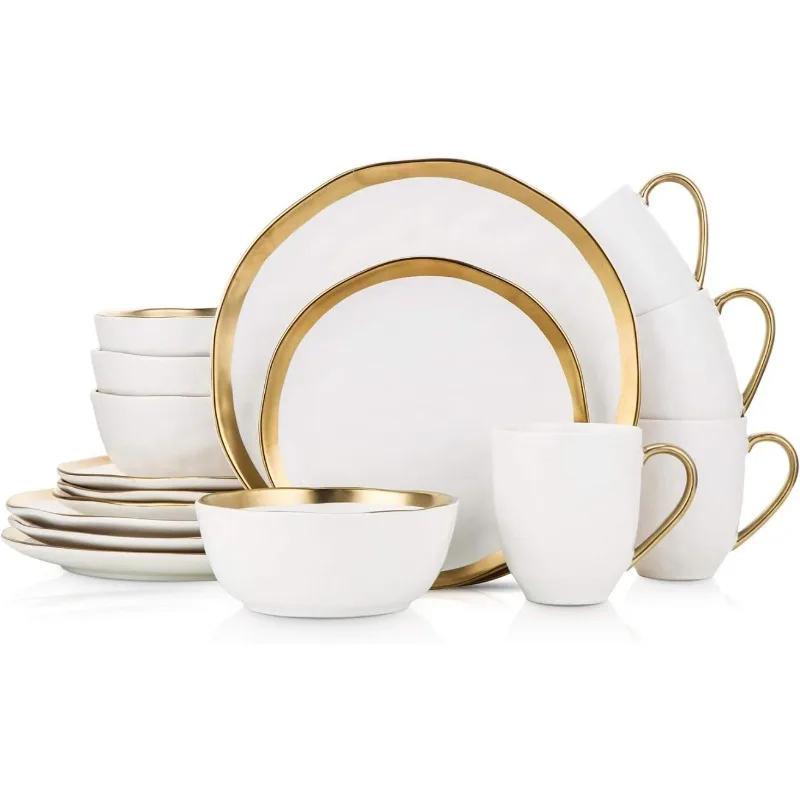 

16 Piece Dinnerware Set, Service for 4, Dinner Set Service De Table Complet Vaisselle Assiette Dinner Set Plates and Dishes