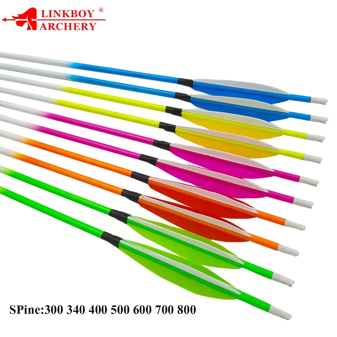 

6PCS Linkboy Archery Carbon Arrow Sp340 32inch 5inch Turkey Banana Feather 100gr Tips Traditional Bow Hunting