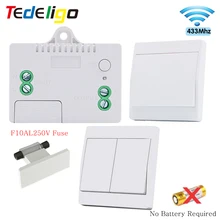 

Wireless RF Light Switch 110V 220V 10A With Fuse And 433Mhz Self Powered Wall Panel Transmitter Controller For LED Smart Home