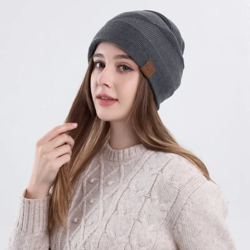 New Unisex Slouchy Winter Hats Add Fur Lined Men And Women Warm Beanie Cap Casual Label Decor Winter Knitted Hats New Unisex Slouchy Winter Hats Add Fur Lined Men And Women Warm Beanie Cap Casual Label Decor Winter Knitted Hats