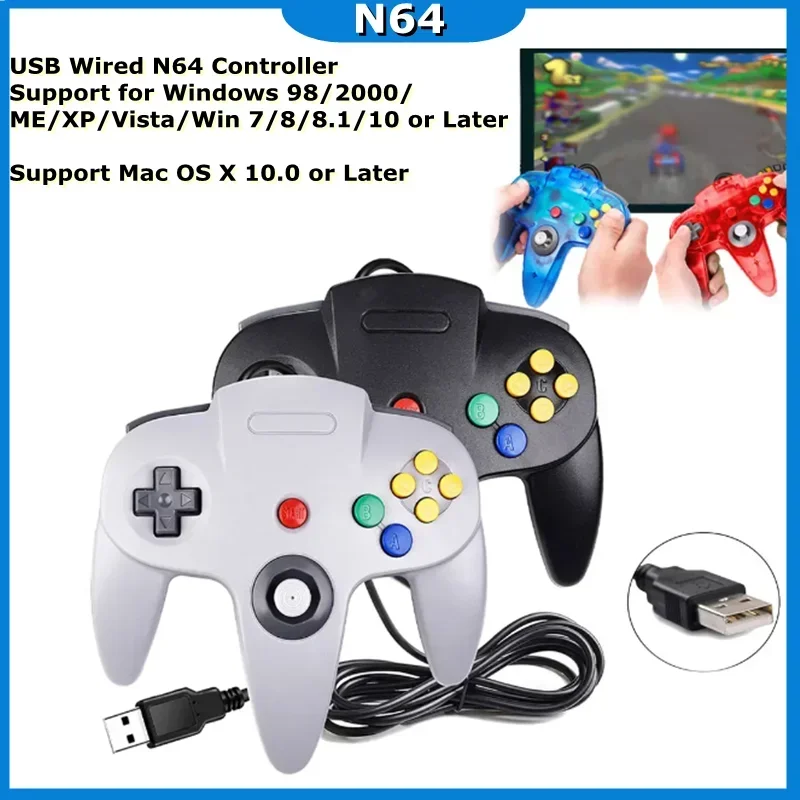 

Portable Wired Retro Game Pad Joystick Controllers N64 Interface for Windows 98/2000/ME/XP/Vista for Gamecube for Mac PC Gamepad