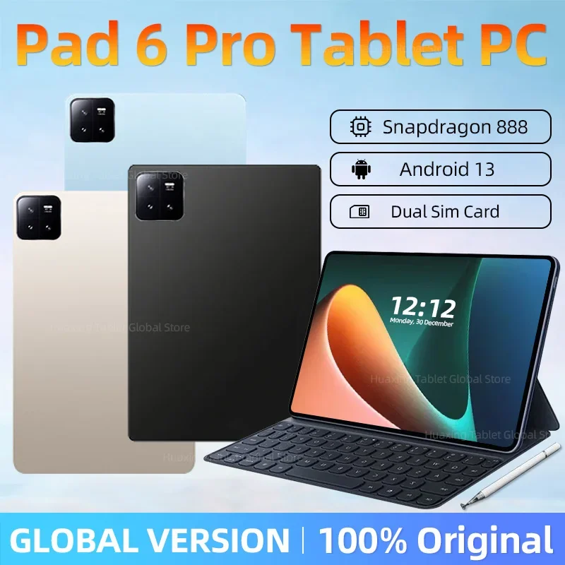

Оригинальный планшет, 2024 дюймов, Android 13 Pad 6 Pro 16 ГБ + 1 ТБ, Snapdragon 888, планшеты, ПК, двойная SIM-карта, Wi-Fi, HD, 4K, Mi Tab
