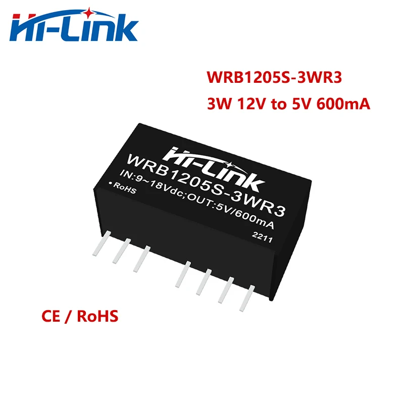 Free Shipping Hi-Link 10pcs WRB1205S-3WR3 Mini New Model 3W 12Vto5V 0.6A DC DC Converter Isolated Power Supply Module Smart Home
Free Shipping Hi-Link 10pcs WRB1205S-3WR3 Mini New Model 3W 12Vto5V 0.6A DC DC Converter Isolated Power Supply Module Smart Home