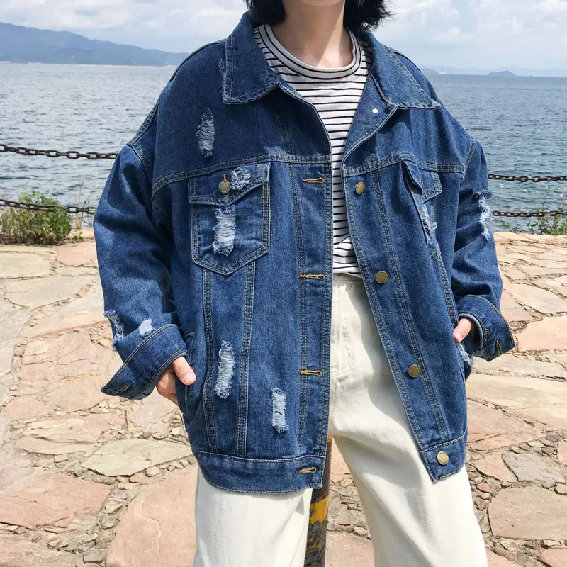 Women Ripped Denim Jacket 2023 Autumn Long Sleeve Short Coat Loose BF Style Jean Jacket Fashion Streetwear Club 2000s Clothes
Women Ripped Denim Jacket 2023 Autumn Long Sleeve Short Coat Loose BF Style Jean Jacket Fashion Streetwear Club 2000s Clothes