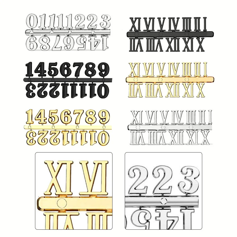 DIY Clock Number Plate Roman Arabic-Gold Silver Black Tricolor Clock Part Clock Numbers Quartz Needle Wall Clock Replace Needle
DIY Clock Number Plate Roman Arabic-Gold Silver Black Tricolor Clock Part Clock Numbers Quartz Needle Wall Clock Replace Needle