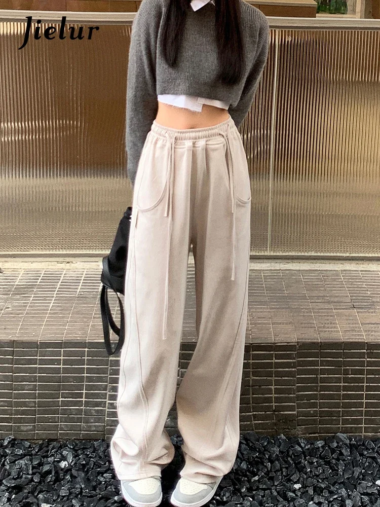 Jielur Summer New Loose Casual Women's Pants High Street Slim Solid Color Pants Woman Apricot Fashion Basic Chicly Pants Female 
Jielur Summer New Loose Casual Women's Pants High Street Slim Solid Color Pants Woman Apricot Fashion Basic Chicly Pants Female