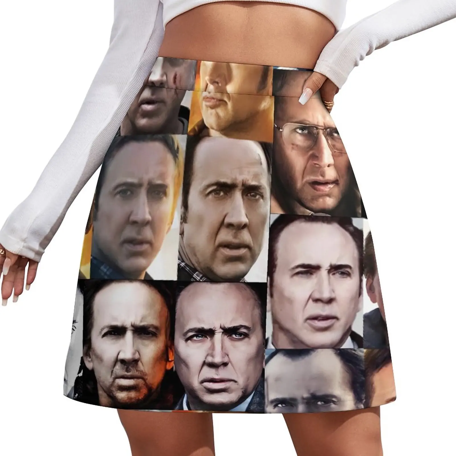 

Nicholas Cage Faces Skirt Nick Cage Elegant Mini Skirts Summer High Waist Custom Street Style Casual Skirt Big Size 3XL 4XL