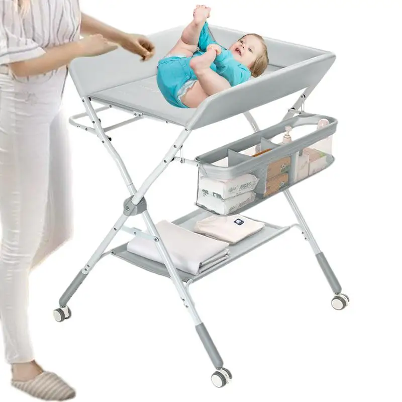 

Складной пеленальный столик для малышей, складной пеленальный столик с колесами для малышей 0-6 месяцев, большая детская комната