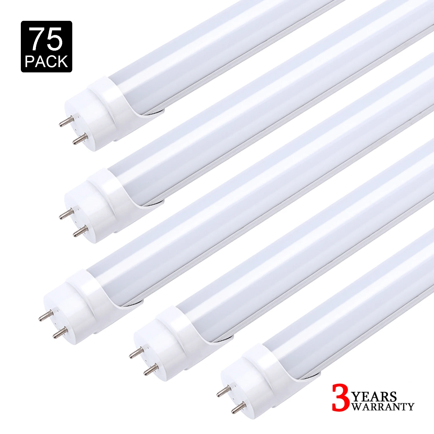 75 Pcs T8 1.2M G13 Bi Pin Led Tube Light Bulbs 18W Frost Cover 85-277V 2 Pin 4' Led Shop Light 6000k Dual End Powered
75 Pcs T8 1.2M G13 Bi Pin Led Tube Light Bulbs 18W Frost Cover 85-277V 2 Pin 4' Led Shop Light 6000k Dual End Powered