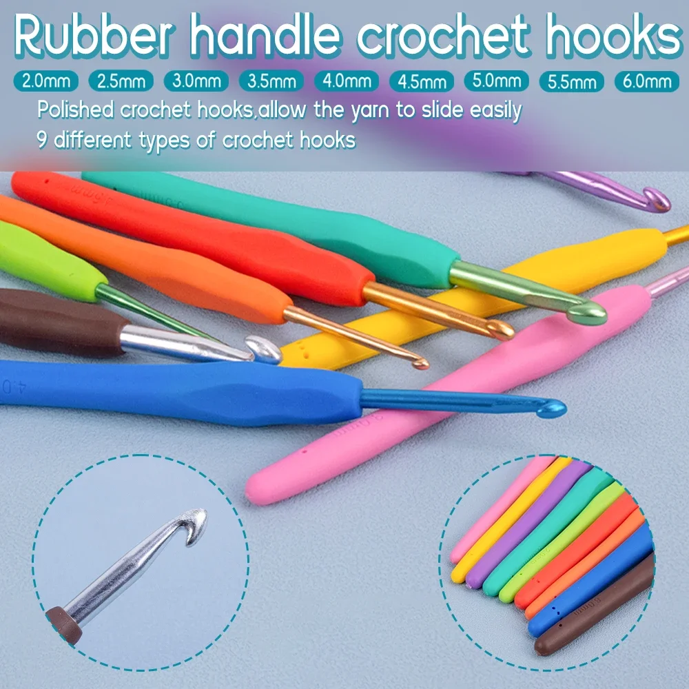 Professional Knitting Crochet Hook Set Ergonomic Handle with Large Eye Blunt Needles Stitch Markers Storage Bag DIY Knitting Kit Professional Knitting Crochet Hook Set Ergonomic Handle with Large Eye Blunt Needles Stitch Markers Storage Bag DIY Knitting Kit