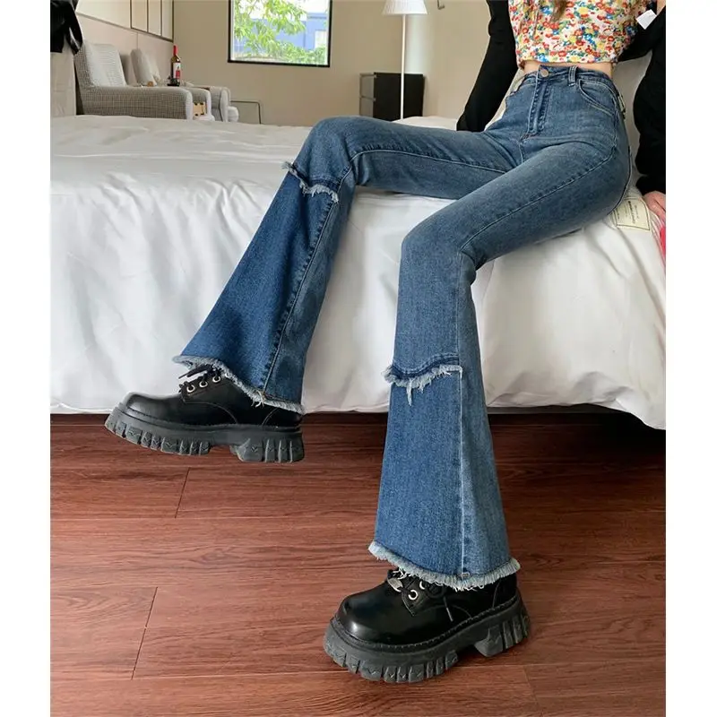 Ragged Edge Patchwork Micro Flared Jeans for Women's High Waisted Slimming Versatile Design Sense Niche Speaker Floor Mop Pants
Ragged Edge Patchwork Micro Flared Jeans for Women's High Waisted Slimming Versatile Design Sense Niche Speaker Floor Mop Pants