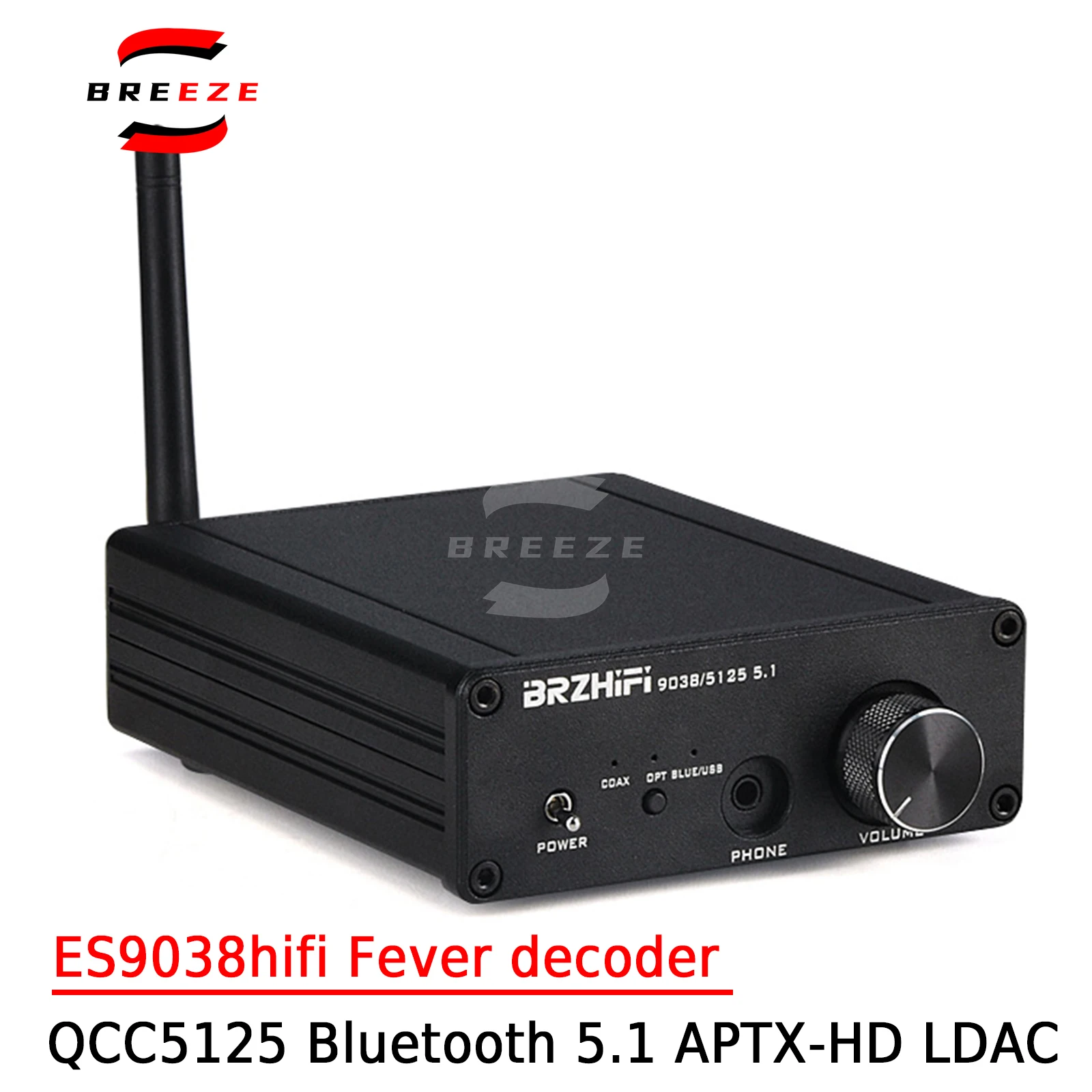 

BREEZE HIFI QCC5125 Bluetooth 5.1 Receiver ES9038 Decodes APTX-HD LDAC Decoder Hifi Fever Small Home Decoder