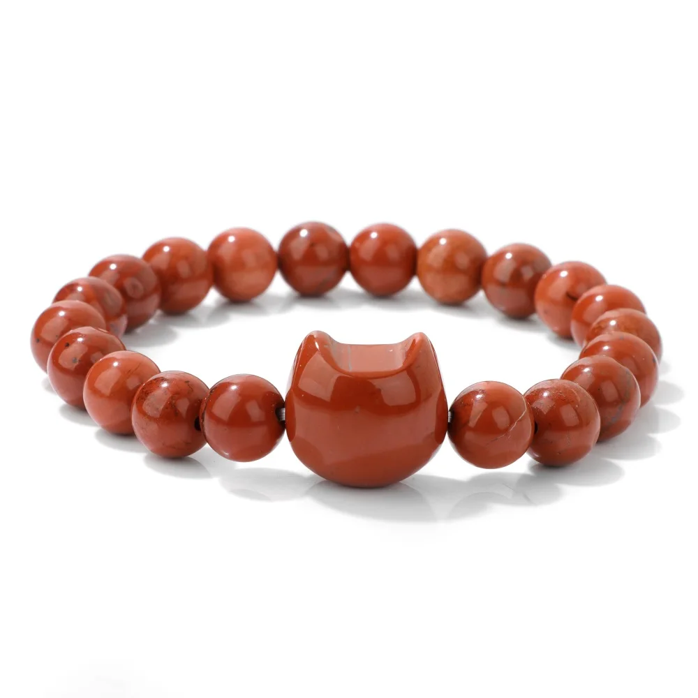 Tiger Eye Cat Head Carved Bracelet Natural Stone Quartzs Agates Animal 8mm Round Beads Elastic Bracelets For Women Men Jewelry Tiger Eye Cat Head Carved Bracelet Natural Stone Quartzs Agates Animal 8mm Round Beads Elastic Bracelets For Women Men Jewelry