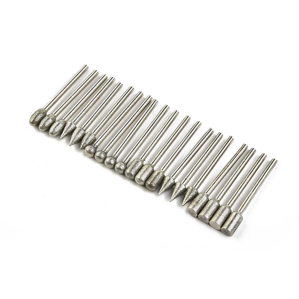 20PC 120 Grit Electroplated Diamond Burr Set Drill Bit Set Rotary Grinding Tool For Grinding Engraving Cutting Lines
20PC 120 Grit Electroplated Diamond Burr Set Drill Bit Set Rotary Grinding Tool For Grinding Engraving Cutting Lines