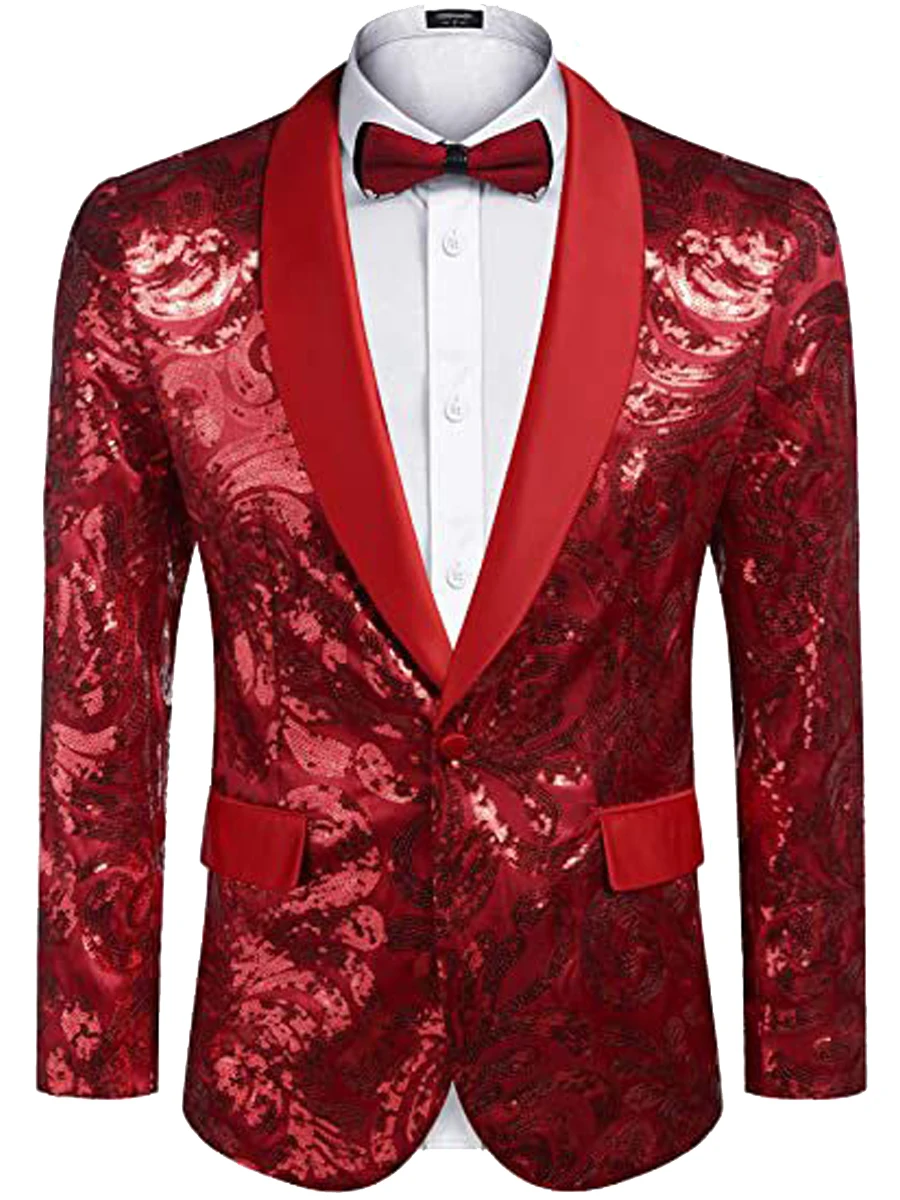 Men's Shiny Golden Sequin Floral Glitter Suit Coats Single Button Blazer Jacket Party Stage Singer Formal Coats Top
Men's Shiny Golden Sequin Floral Glitter Suit Coats Single Button Blazer Jacket Party Stage Singer Formal Coats Top