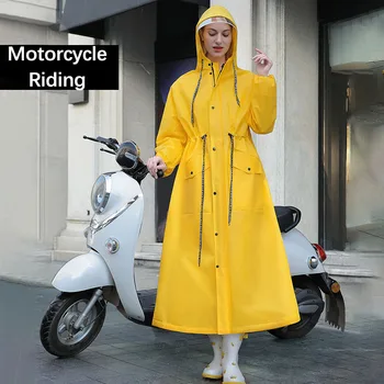 여성용 롱 방수 레인 판초 후드 바람막이 케이프 오토바이 비옷 재킷, 야외 활동용, 성인 패션