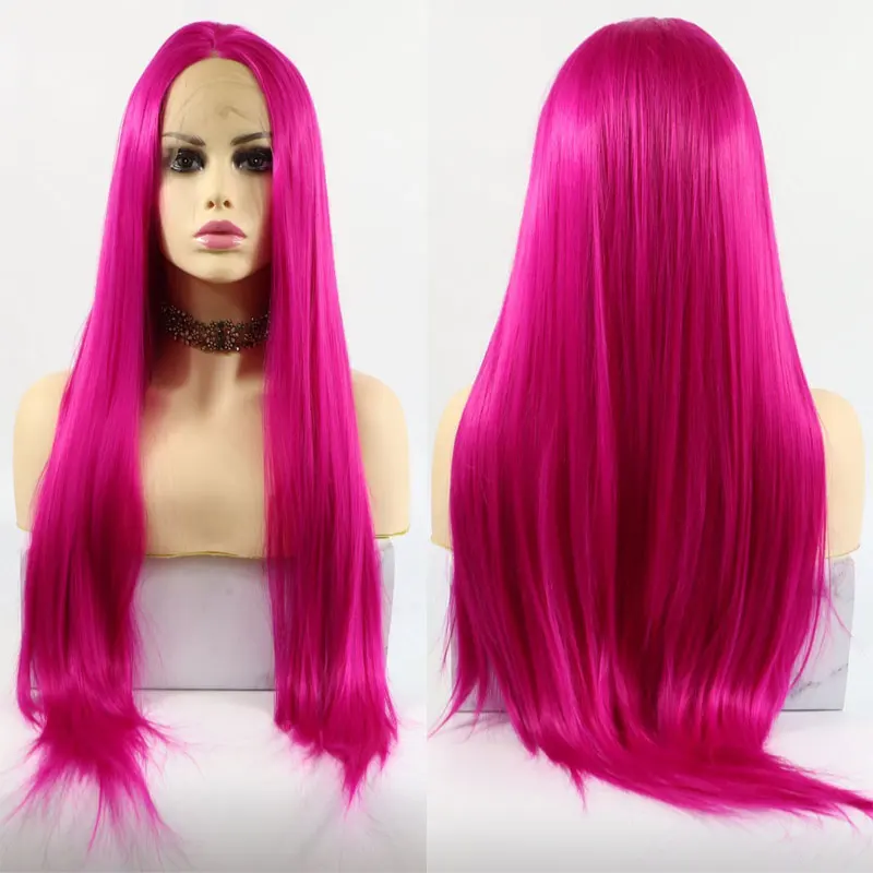 

Прямые синтетические парики с сеткой спереди от bomshell, розово-фиолетовый цвет, бесклеевые высококачественные термостойкие волосы из волокна для белых женщин, парики