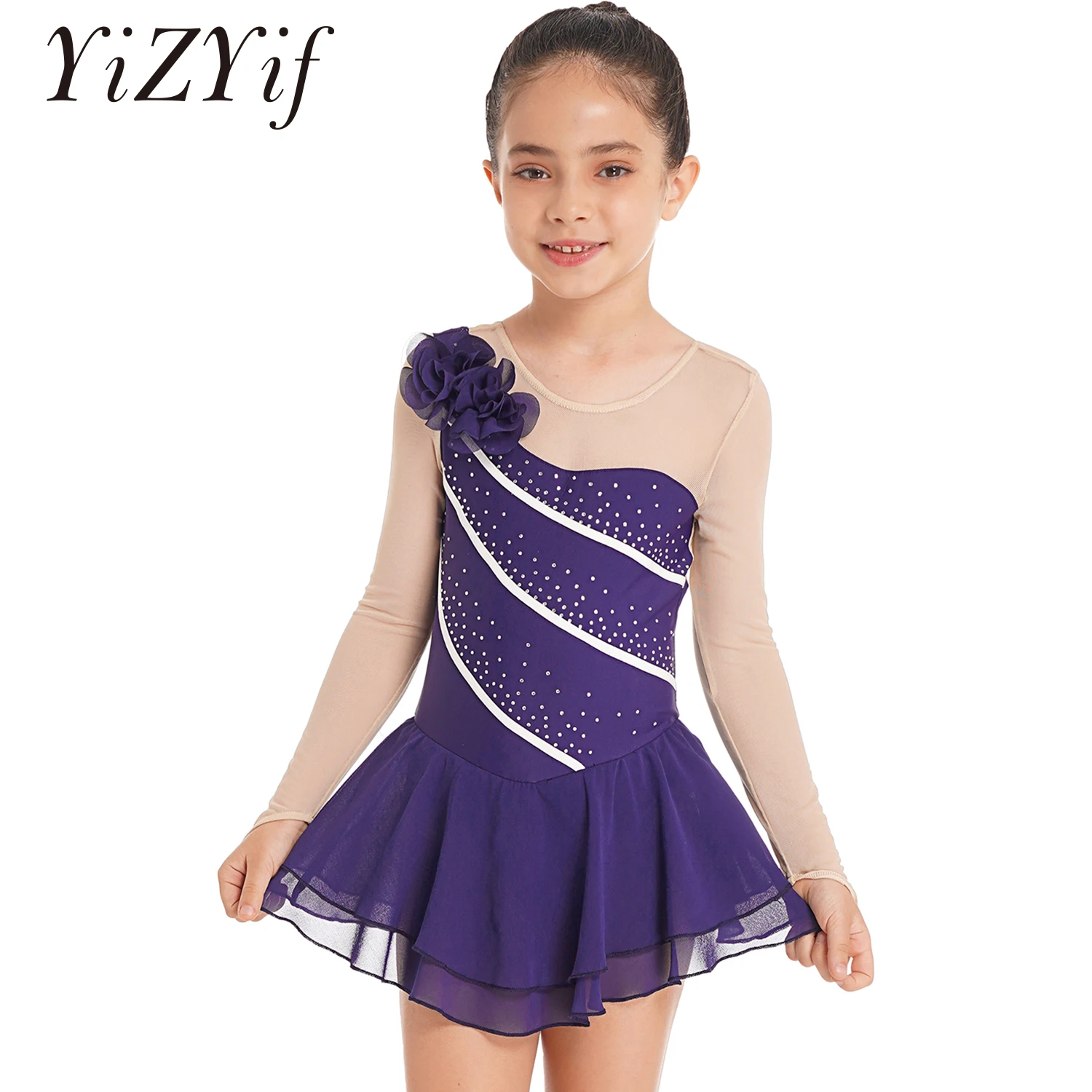 Kids Girls Long Sleeve Figure Skating Dress Shiny Rhinestone Flower Mesh Tutu Ballet Gymnastics Dance Leotard Dress Dancewear
Kids Girls Long Sleeve Figure Skating Dress Shiny Rhinestone Flower Mesh Tutu Ballet Gymnastics Dance Leotard Dress Dancewear