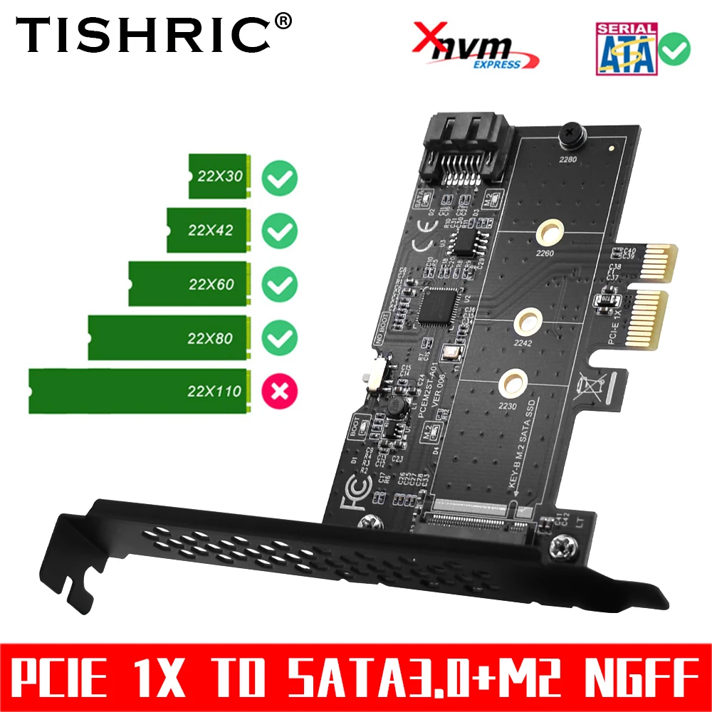 TISHRIC PCIE 1X TO SATA3.0 M2 NGFF Expansion card Compatible PCIE 1X-16X Slot Support System WINXP/WIN7/8/10/11/LINUX
TISHRIC PCIE 1X TO SATA3.0 M2 NGFF Expansion card Compatible PCIE 1X-16X Slot Support System WINXP/WIN7/8/10/11/LINUX