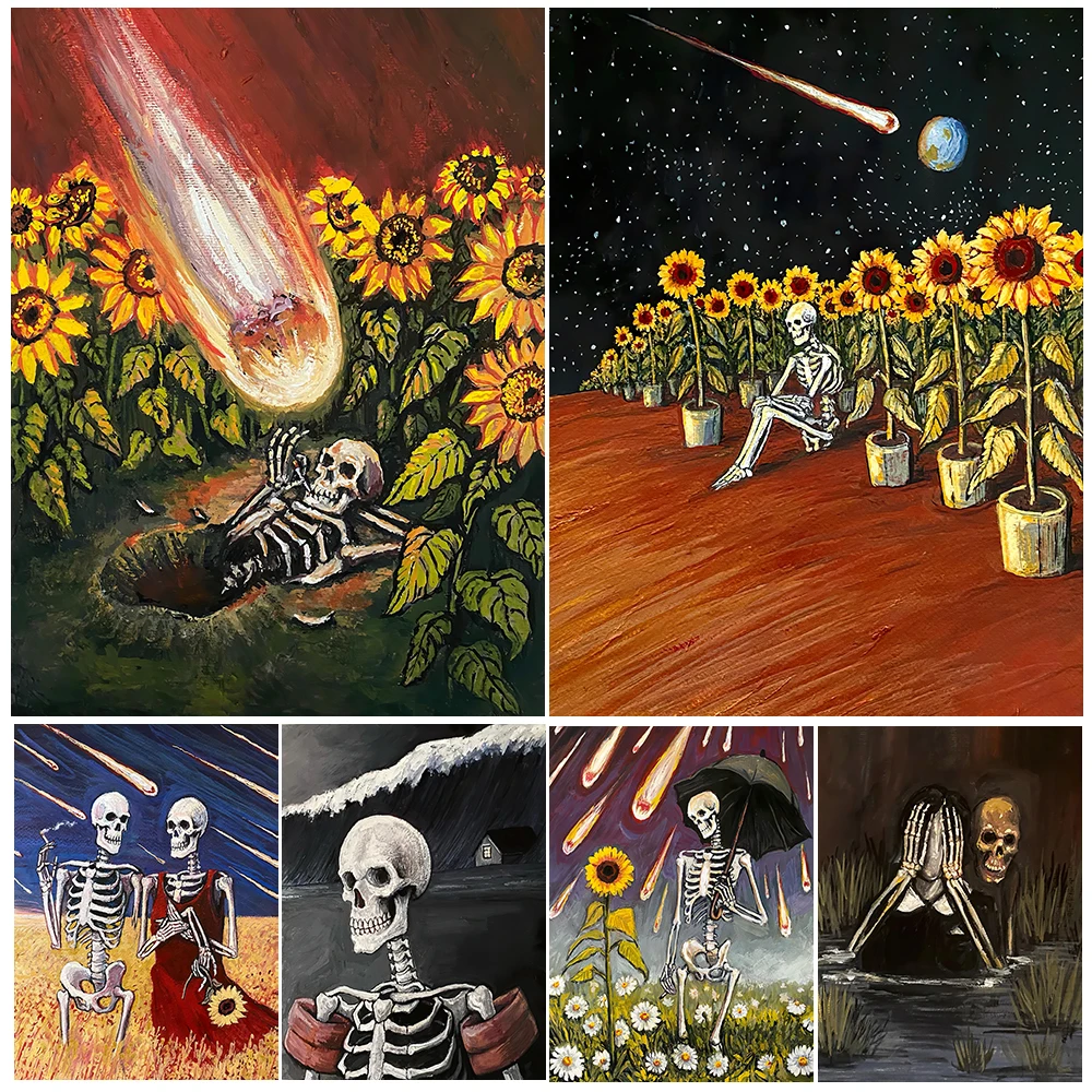 Sunflower Field And Lonely Skeleton Vintage Wall Art Canvas Painting Sweet Skeleton Lover Art Poster And Print Home Decoration
Sunflower Field And Lonely Skeleton Vintage Wall Art Canvas Painting Sweet Skeleton Lover Art Poster And Print Home Decoration