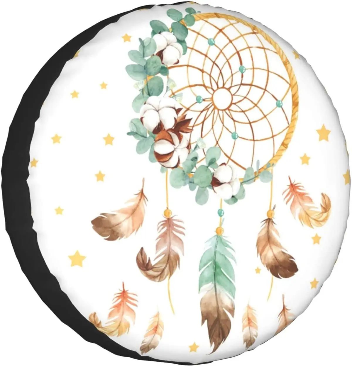 

Spare Tire Cover Universal Portable Tires Cover Boho Wreath Feathers Car Tire Cover Wheel Protector Weatherproof and Dus