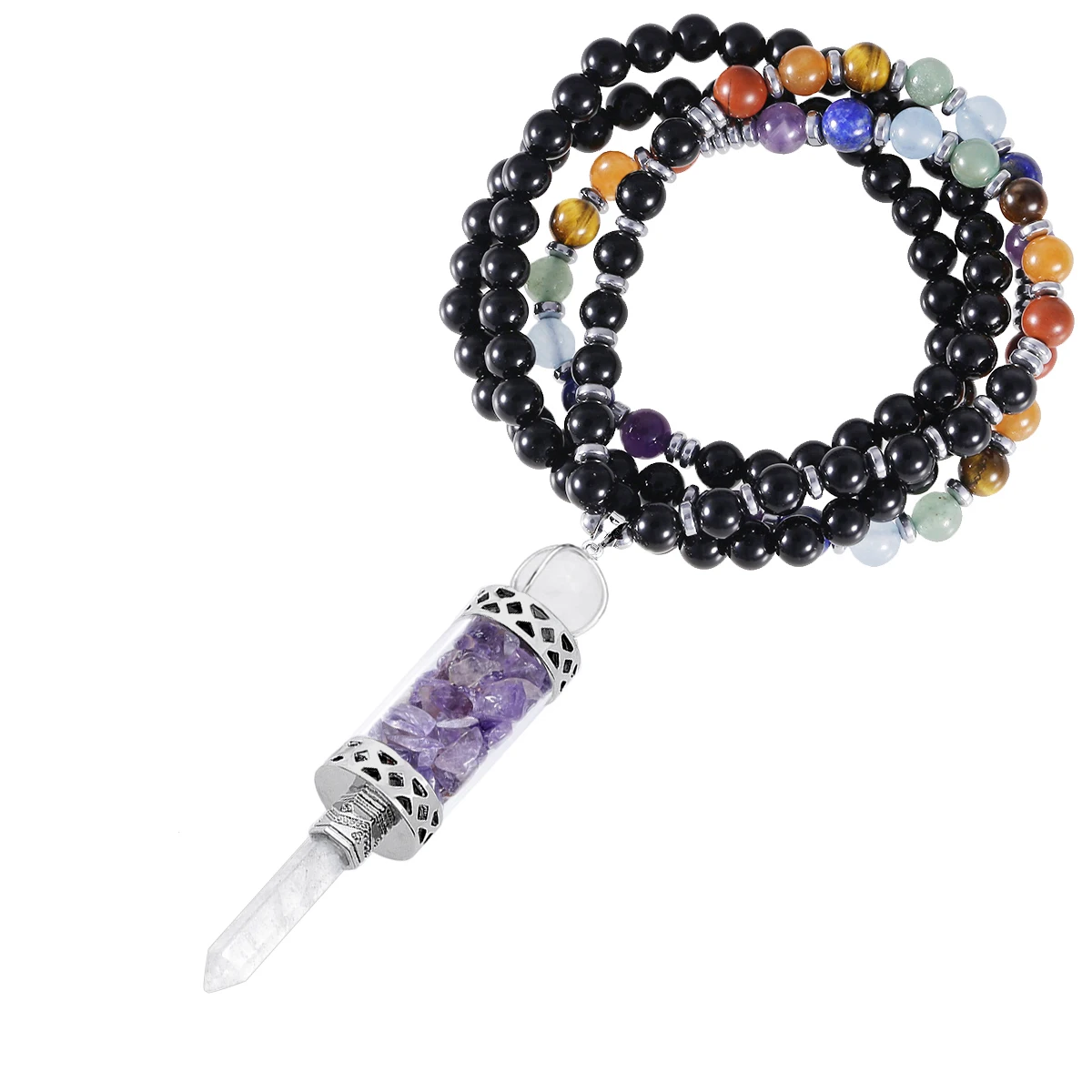Natural Crystal Stone Wishing Bottle Necklace Healing Rock Quartz Hexagon Point Pendant With 7 Chakra Beads Chain Unisex Jewelry
Natural Crystal Stone Wishing Bottle Necklace Healing Rock Quartz Hexagon Point Pendant With 7 Chakra Beads Chain Unisex Jewelry