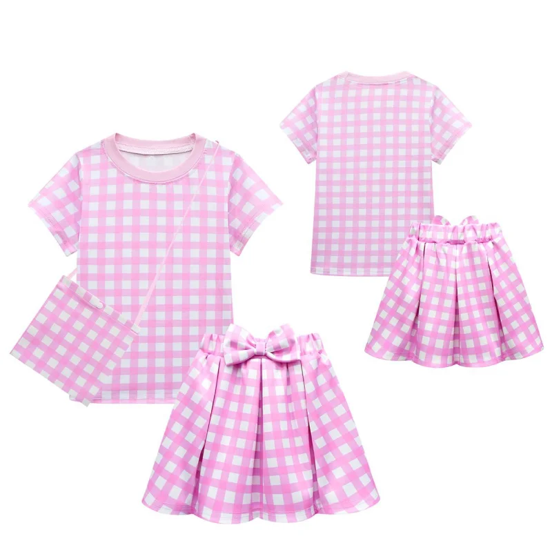 Summer Children Suit Skirt Girls Short Sleeves Top Tees Bag Clothes Set Plaid Floral Princess Little Girls Clothing Set
Summer Children Suit Skirt Girls Short Sleeves Top Tees Bag Clothes Set Plaid Floral Princess Little Girls Clothing Set
