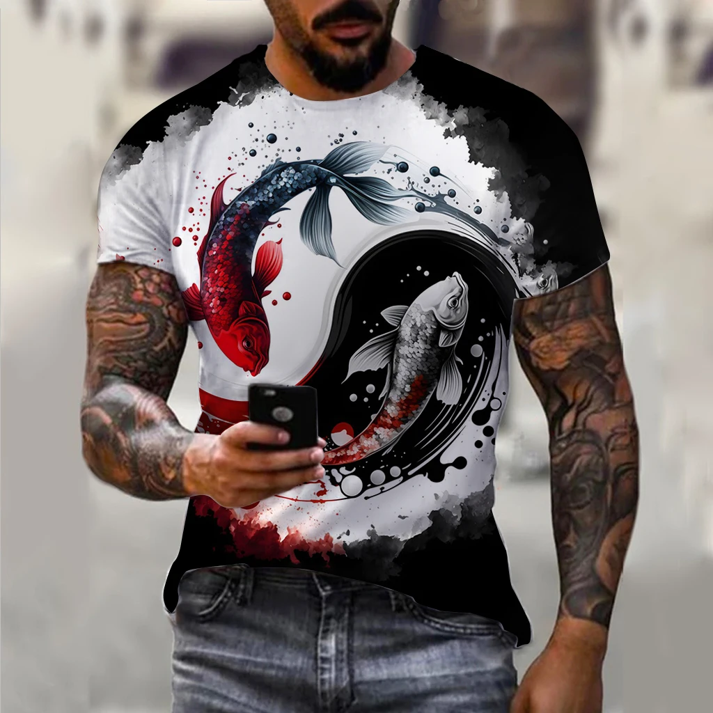 Summer Men'S T-Shirts Fishing Pattern T-Shirts Short Sleeve 3D Animal Wolf Printed Street Hip Hop T Shirt Tai Chi Diagram
Summer Men'S T-Shirts Fishing Pattern T-Shirts Short Sleeve 3D Animal Wolf Printed Street Hip Hop T Shirt Tai Chi Diagram