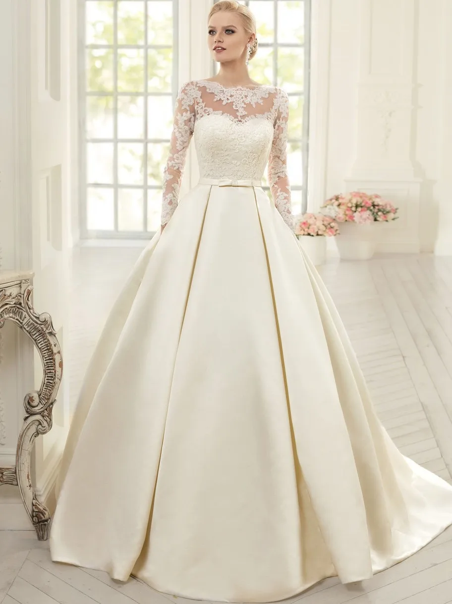 Elegant Long Sleeve Bridal Gown with Lace 2018 High Neck Backless vestido De Noiva Princes Casamento mother of the bride dresses
Elegant Long Sleeve Bridal Gown with Lace 2018 High Neck Backless vestido De Noiva Princes Casamento mother of the bride dresses