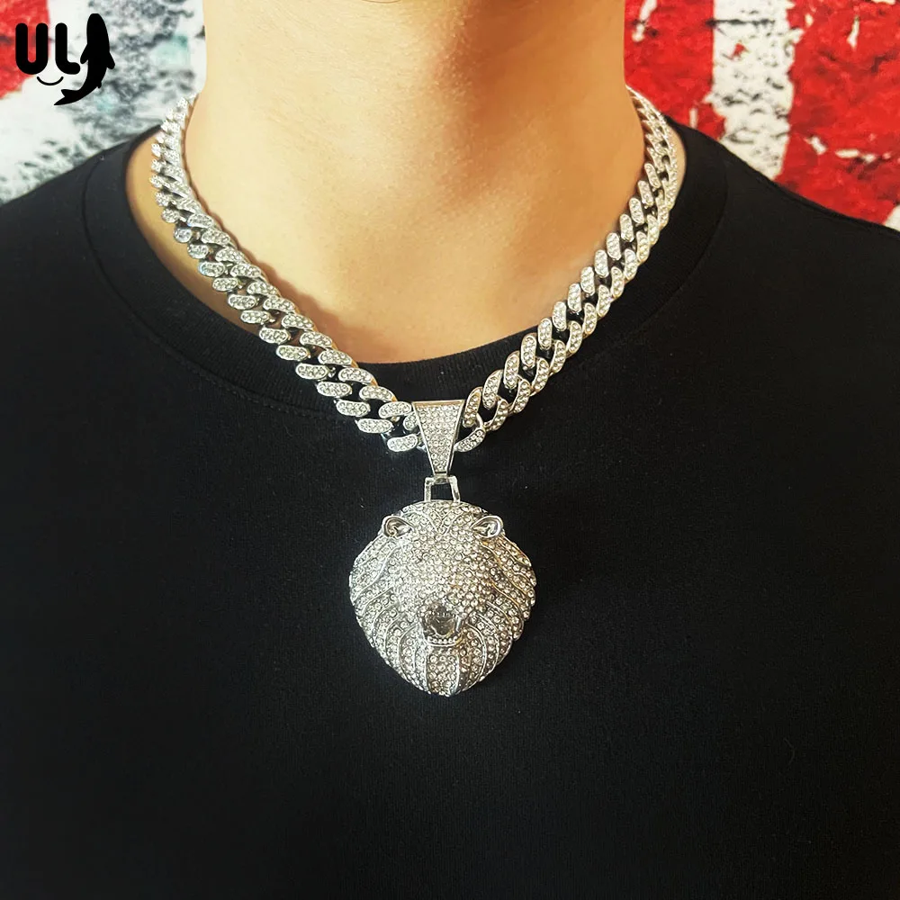 ULJ Men Women Hip Hop Lion Pendant with 13mm Crystal Cuban Chain Iced Out Bling HipHop Necklaces Jewelry
ULJ Men Women Hip Hop Lion Pendant with 13mm Crystal Cuban Chain Iced Out Bling HipHop Necklaces Jewelry