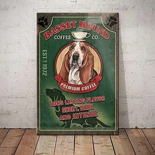 Basset Hound Dog Retro Metal Tin Signs Basset Hound Coffee Co. Restaurant Cafe Living Room Kitchen Home Bar Decoration
Basset Hound Dog Retro Metal Tin Signs Basset Hound Coffee Co. Restaurant Cafe Living Room Kitchen Home Bar Decoration