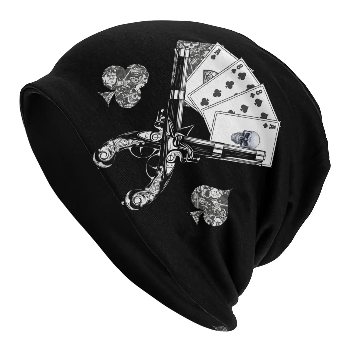 

Poker And Guns Thin Skullies Beanies Fashion Caps For Men Women Playing Cards Ski Caps Bonnet Hats