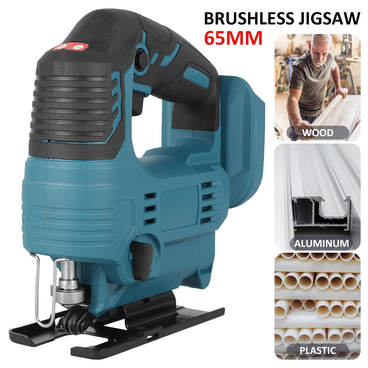 900W 65mm Cordless Jigsaw Electric Brushless JigSaw Wood Metal Plastic Cutting Electric Saws Compatible With Makita 18V Battery
900W 65mm Cordless Jigsaw Electric Brushless JigSaw Wood Metal Plastic Cutting Electric Saws Compatible With Makita 18V Battery