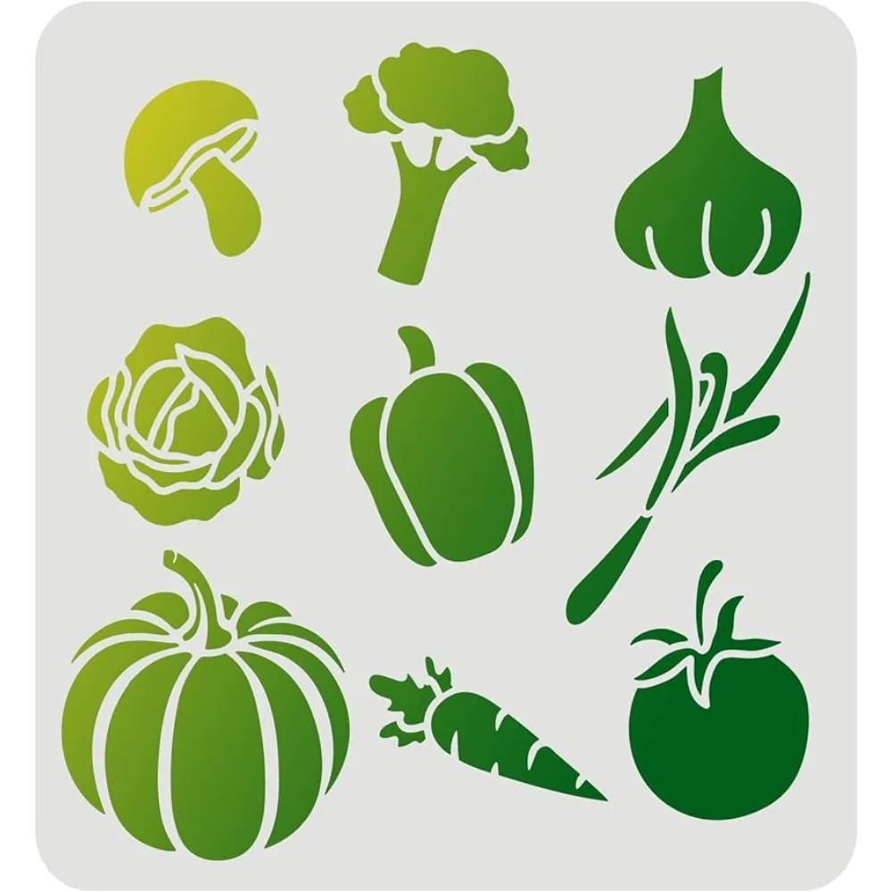 Vegetable Stencil 11.8x11.8inch Reusable Farm Vegetable Template Pumpkin Tomato Chili Carrot Broccoli Mushroom Stencil for Paint
Vegetable Stencil 11.8x11.8inch Reusable Farm Vegetable Template Pumpkin Tomato Chili Carrot Broccoli Mushroom Stencil for Paint
