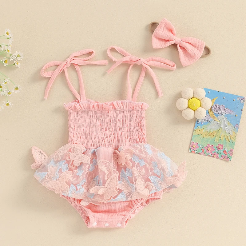 Baby Girl Sleeveless Jumpsuit Butterfly Embroidery Romper Dress Headband Set Cute Fashion Girls Bodysuits Clothes Outfits
Baby Girl Sleeveless Jumpsuit Butterfly Embroidery Romper Dress Headband Set Cute Fashion Girls Bodysuits Clothes Outfits