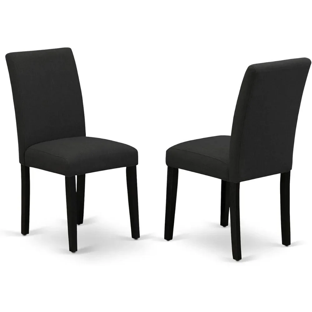

Мебель Parson, черные тканевые обеденные стулья с обивкой из льняной ткани, комплект из 2 бесплатных стульев для кухни, кресла для дома
