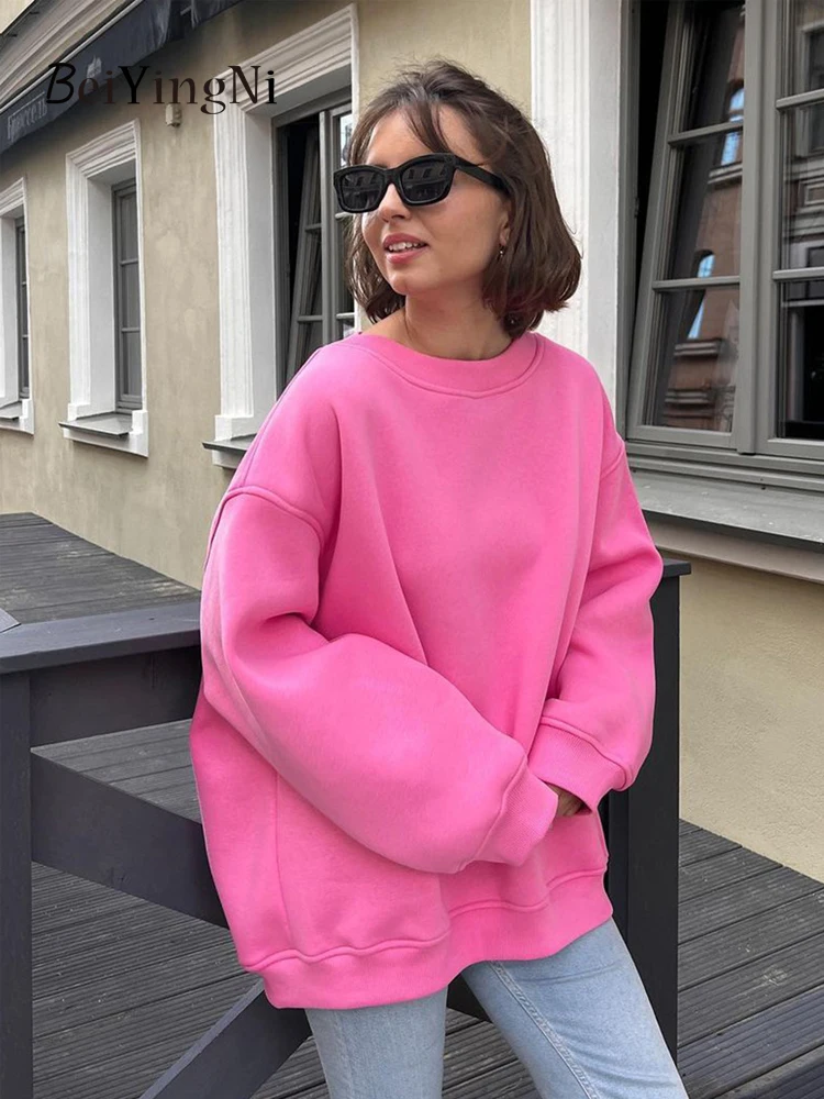 Beiyingni Women O-neck Sweatshirts 2023 Autumn Winter Fleece Casual Oversize Hoodie Female Solid Color Warm Street BF Hoodies
Beiyingni Women O-neck Sweatshirts 2023 Autumn Winter Fleece Casual Oversize Hoodie Female Solid Color Warm Street BF Hoodies