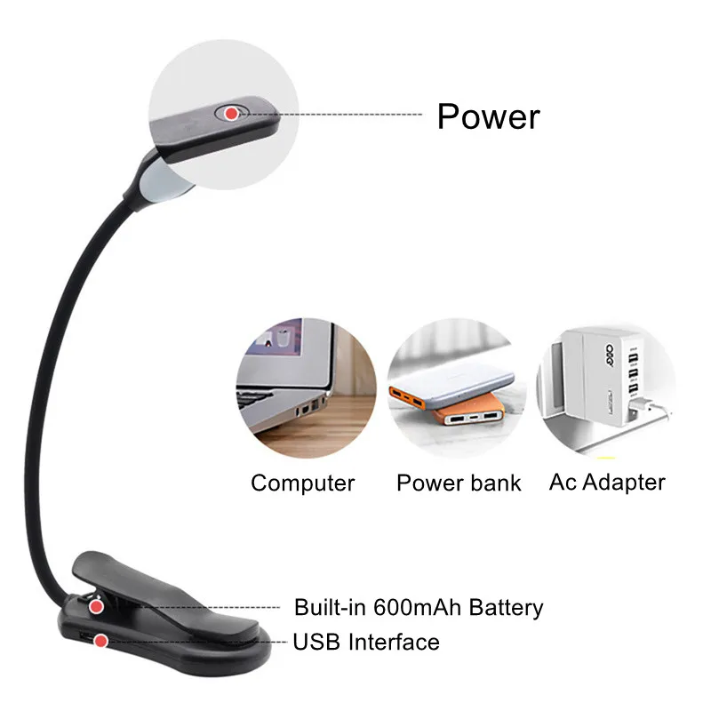 Rechargeable Book Light Mini 7 LED Reading Light Level 3 Warm Cold White Flexible Clip-on Light Night Reading Light on Reading
Rechargeable Book Light Mini 7 LED Reading Light Level 3 Warm Cold White Flexible Clip-on Light Night Reading Light on Reading