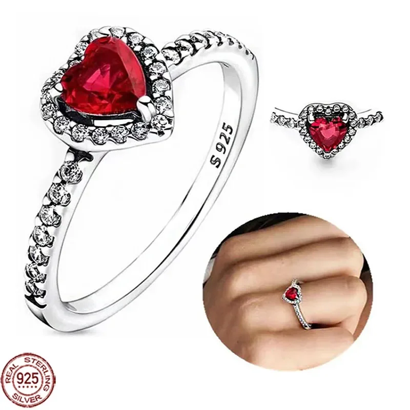 Sparkling 925 Sterling Silver Red Heart Ring Colorful Crystal Ring fits Charming Bracelets Women's Exquisite Jewelry DIY Gifts
Sparkling 925 Sterling Silver Red Heart Ring Colorful Crystal Ring fits Charming Bracelets Women's Exquisite Jewelry DIY Gifts