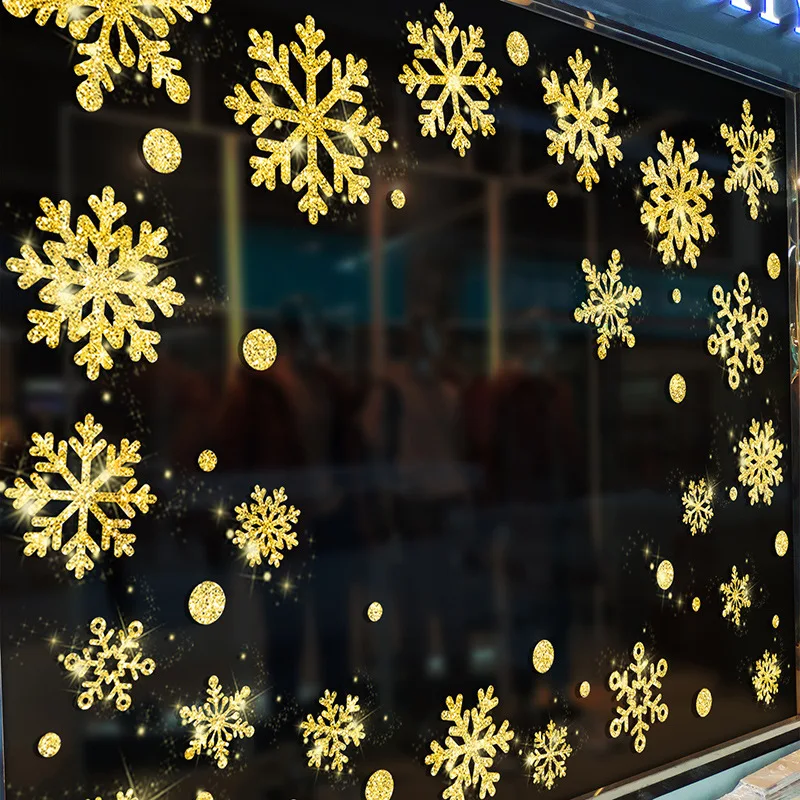 Christmas New Year Gold Snowflake Wall Stickers Window Glass Door Sticker Self-Adhesive Removable Waterproof Decals Poster
Christmas New Year Gold Snowflake Wall Stickers Window Glass Door Sticker Self-Adhesive Removable Waterproof Decals Poster