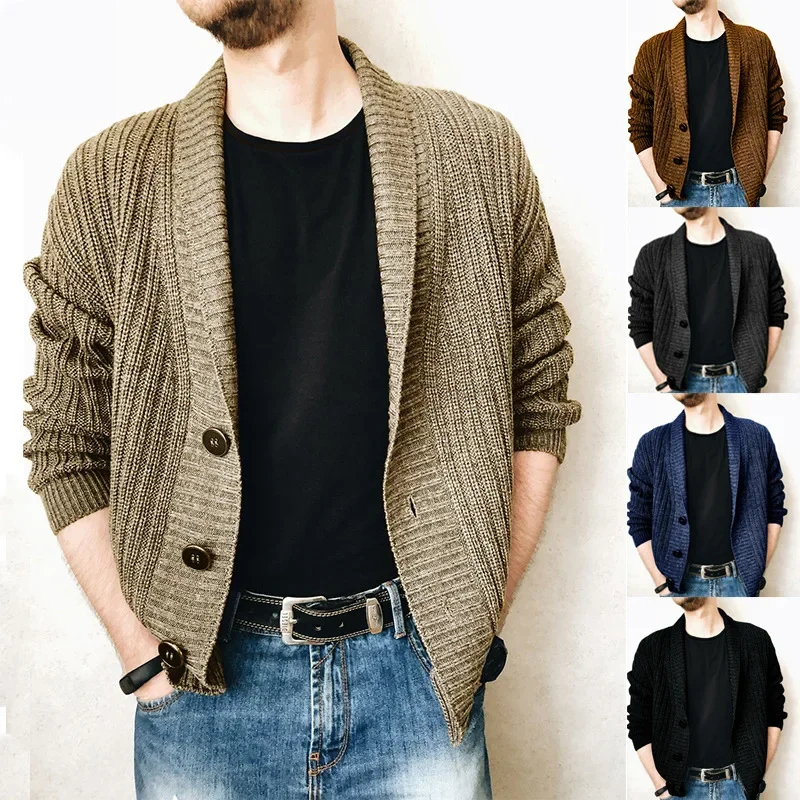 

Autumn New Men's Cardigan Sweater Long Sleeved Urban V-neck Men's Knitwear Large Top Coat
