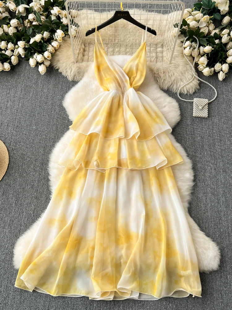 Women Sexy Elegant Strap Beach Vacation Party Long Dress Summer High Waist Ruffle Edge Print Chiffon Robe Vestidos
Women Sexy Elegant Strap Beach Vacation Party Long Dress Summer High Waist Ruffle Edge Print Chiffon Robe Vestidos
