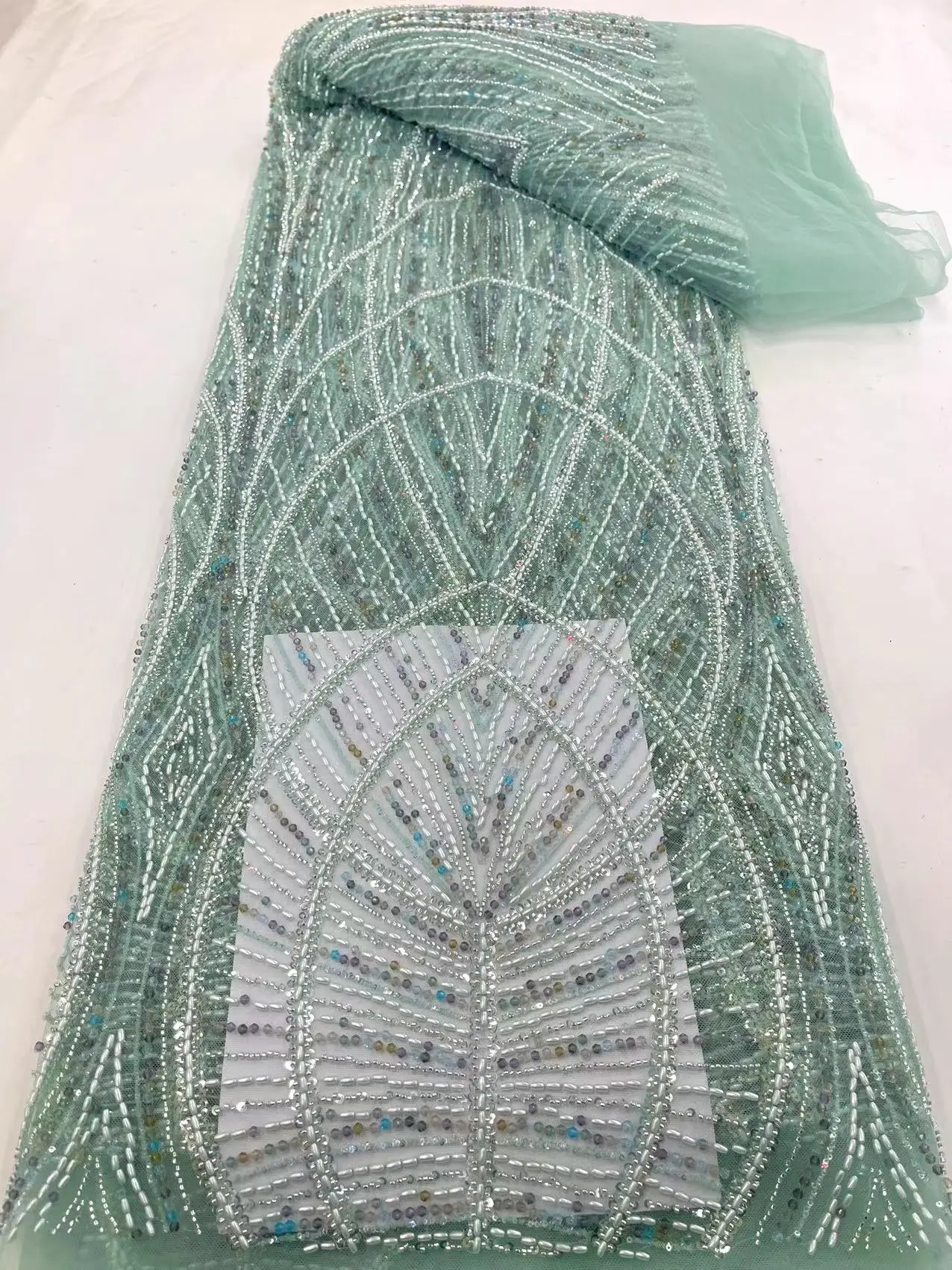 

Зеленый Модный новейший африканский вышитый бисером тюль сетчатая ткань 2023 высокое качество роскошные блестки сетчатые Кружева Вечернее платье
