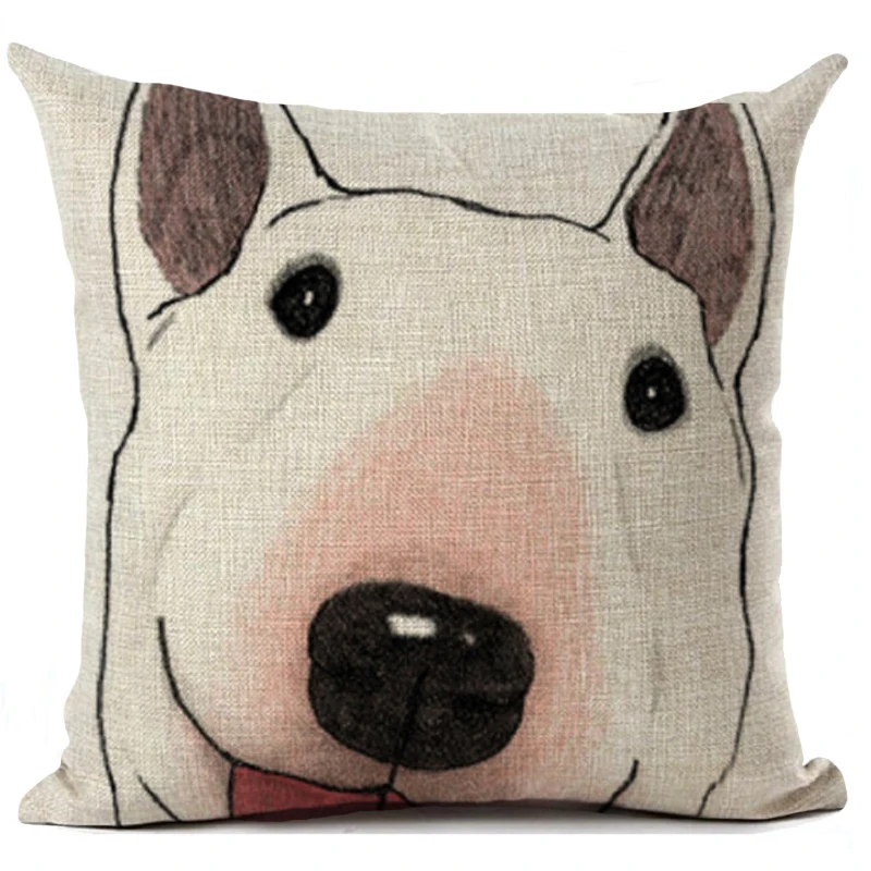 

Bull Terrier Cushion Cover Dog Pattern Linen Throw Pillows Cover Car Sofa Decorative Pillowcase Decorativos 45x45cm