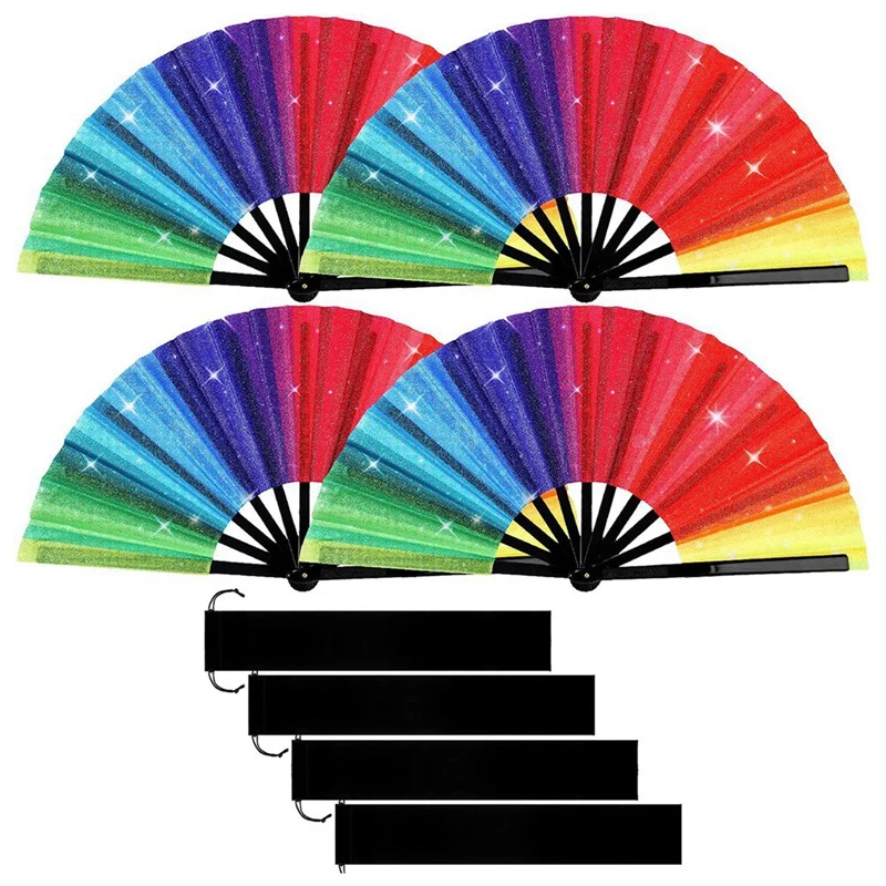 4Pcs Glitter Rainbow Hand Fan Handheld Fan Chinese Festival Fan Decorative Folding Fan
4Pcs Glitter Rainbow Hand Fan Handheld Fan Chinese Festival Fan Decorative Folding Fan